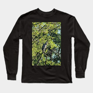 Great Blue Heron in the trees, Trojan pond, near Goble, Oregon  2 Long Sleeve T-Shirt